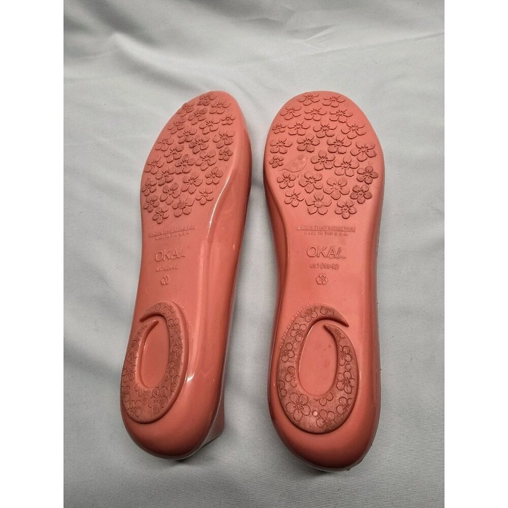 Oka B Women’s Coral Ballet Flats With Metal Accent Flower Rubber Shoes Size 10 - Picture 5 of 10